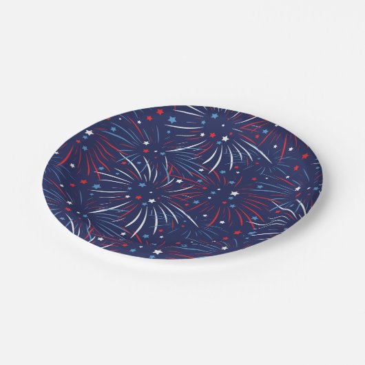 Red White Blue Fireworks-sterren Papieren Bordje (Gekanteld)