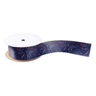 Red White Blue Fireworks-sterren Satijnen Lint