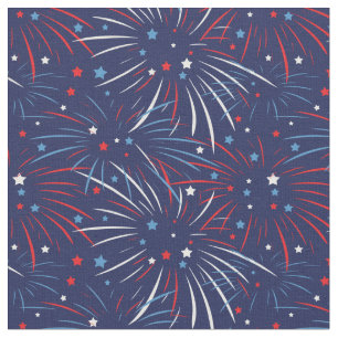 Red White Blue Fireworks-sterren Stof