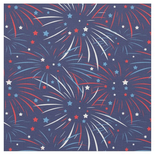 Red White Blue Fireworks-sterren Stof (Close Up)
