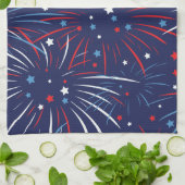 Red White Blue Fireworks-sterren Theedoek (Gevouwen)