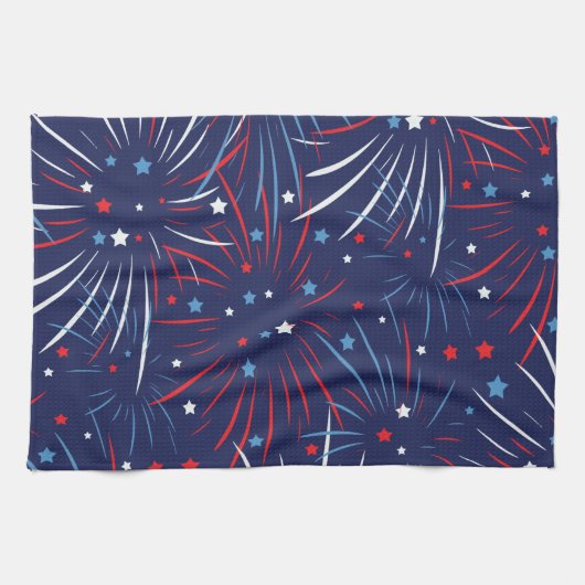 Red White Blue Fireworks-sterren Theedoek (Horizontaal)