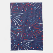 Red White Blue Fireworks-sterren Theedoek (Verticaal)