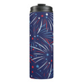 Red White Blue Fireworks-sterren Thermosbeker (Voorkant)
