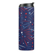 Red White Blue Fireworks-sterren Thermosbeker (Gedraaid links)