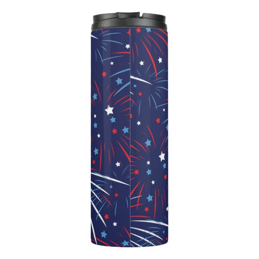 Red White Blue Fireworks-sterren Thermosbeker (Achterkant)