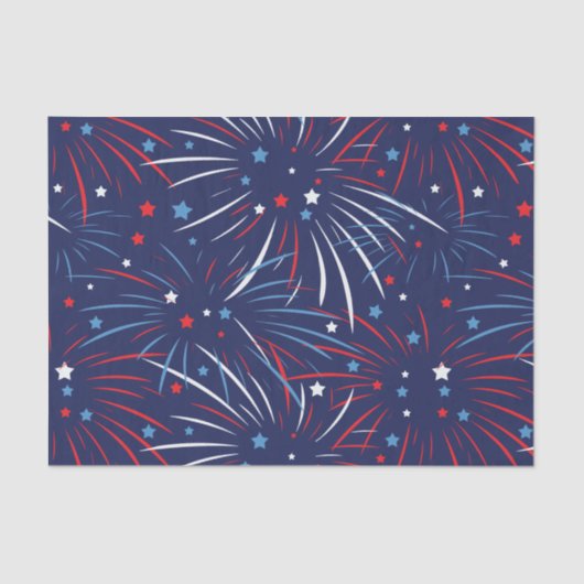 Red White Blue Fireworks-sterren Tissuepapier (Voorkant)