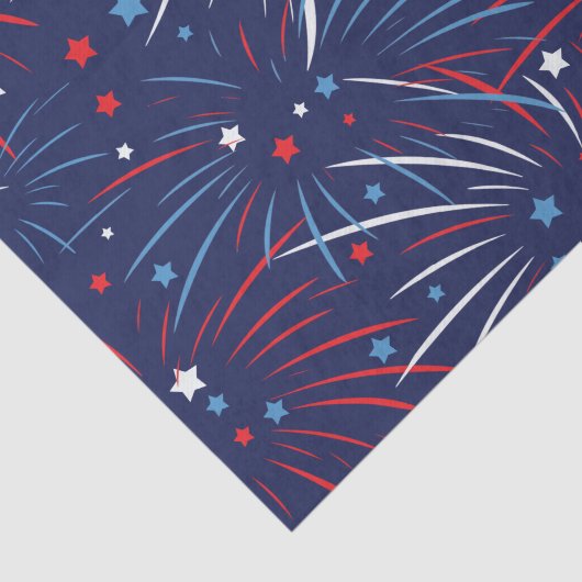 Red White Blue Fireworks-sterren Tissuepapier (Detail)