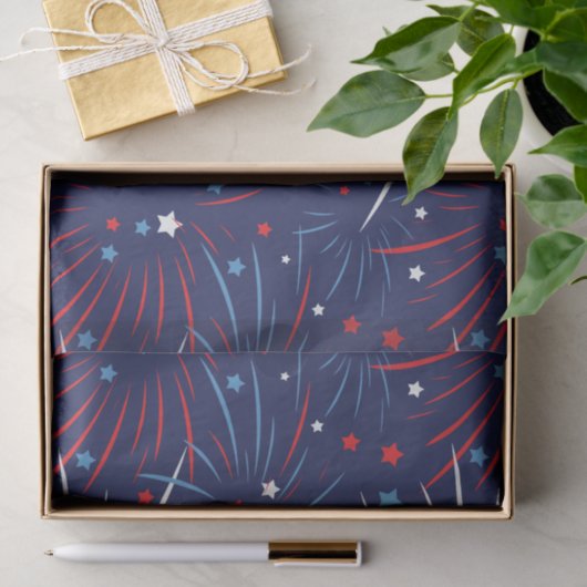 Red White Blue Fireworks-sterren Tissuepapier (Geschenk)