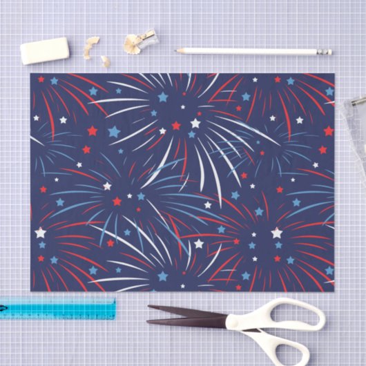 Red White Blue Fireworks-sterren Tissuepapier (Craft)