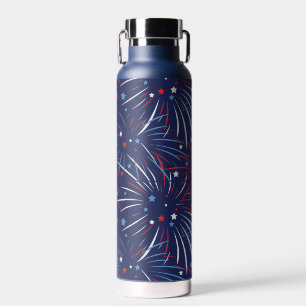 Red White Blue Fireworks-sterren Waterfles