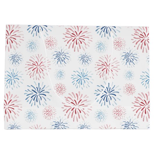 Red White Blue Fireworks Wedding Party Bedankt Groot Cadeauzakje (Achterkant)