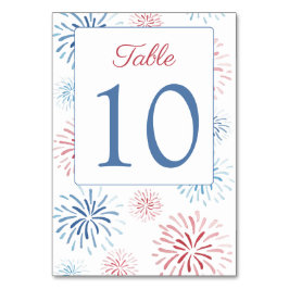 Red White Blue Fireworks Wedding Shower Kaart