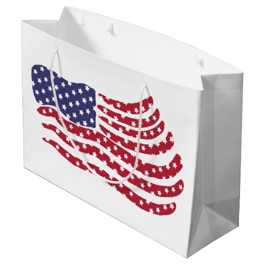Red White Blue Flag Design Large Gift Bag Groot Cadeauzakje (Achterkant Gekanteld)