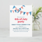 Red White Blue Flags 4th of Juli Party Invitation Kaart (Staand voorkant)