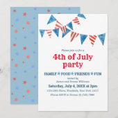Red White Blue Flags 4th of Juli Party Invitation Kaart (Voorkant / Achterkant)