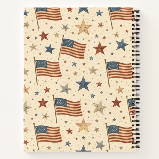 Red White Blue Flags Patriotic Pattern Notitieboek (Achterkant)