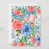 Red White Blue Floral 4 juli Patriotic Wedding Kaart (Achterkant)