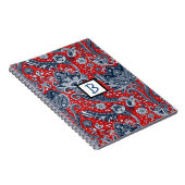 Red White & Blue Floral Paisley Bohemian Boho Notitieboek (Rechterzijde)