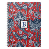 Red White & Blue Floral Paisley Bohemian Boho Notitieboek (Voorkant)