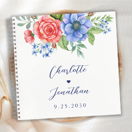 Red White Blue Floral Patriotic Wedding Guestbook Notitieboek