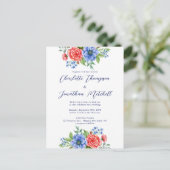 Red White Blue Floral Patriotic Wedding Invitation Briefkaart (Staand voorkant)