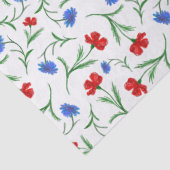 Red White Blue Floral Pattern Elegant Wildbloemen Tissuepapier (Detail)