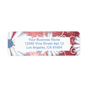 Red White Blue Floral Tribal Daisy Tattoo Pattern Etiket