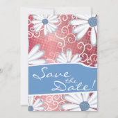 Red White Blue Floral Tribal Daisy Tattoo Pattern Save The Date (Voorkant)