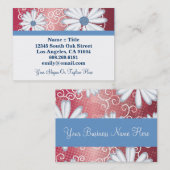 Red White Blue Floral Tribal Daisy Tattoo Pattern Visitekaartje (Voorkant / Achterkant)