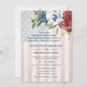 Red White Blue Floral USA Flag Christelijk Wedding Kaart (Voorkant)
