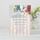 Red White Blue Floral USA Flag Christelijk Wedding Kaart (Staand voorkant)