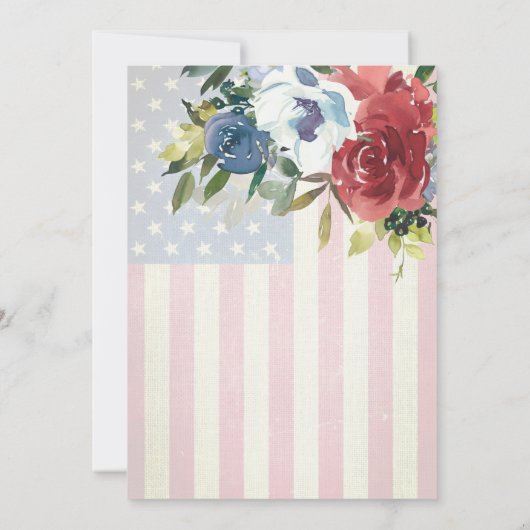 Red White Blue Floral USA Flag Christelijk Wedding Kaart (Achterkant)