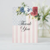 Red White Blue Floral USA Flag Patriotic Bedankkaart (Staand voorkant)