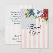 Red White Blue Floral USA Flag Patriotic Bedankkaart (Voorkant / Achterkant)