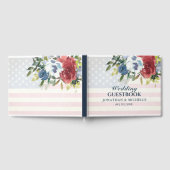 Red White Blue Floral USA Waterverf Wedding Gastenboek (Volledig)