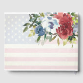 Red White Blue Floral USA Waterverf Wedding Gastenboek (Achterkant)