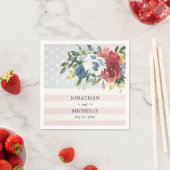 Red White Blue Floral USA Waterverf Wedding Servet (Insitu)