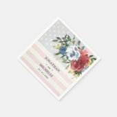 Red White Blue Floral USA Waterverf Wedding Servet (Hoek)