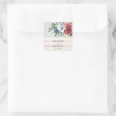 Red White Blue Floral USA Waterverf Wedding Vierkante Sticker (Tas)