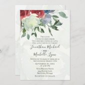 Red White Blue Floral Waterverf Christelijke bruil Kaart (Voorkant / Achterkant)