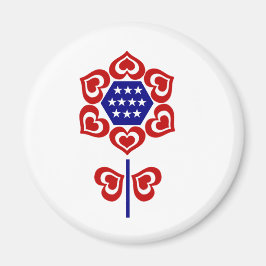 Red White Blue Flower Patriotic Design Magneet