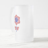 Red White Blue Flower Patriotic Design Matglas Bierpul (Voorkant links)