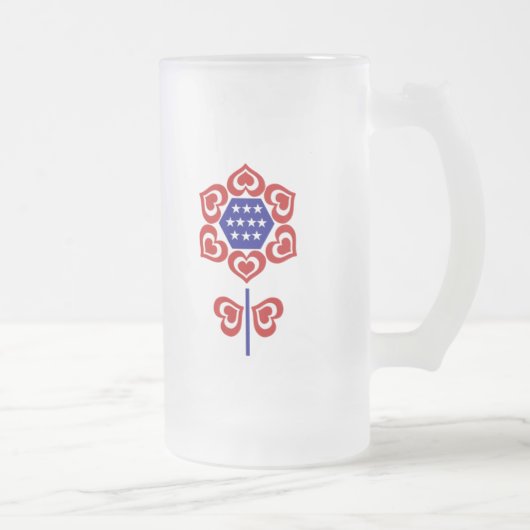 Red White Blue Flower Patriotic Design Matglas Bierpul (Rechts)