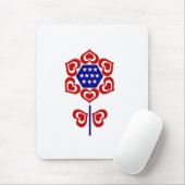 Red White Blue Flower Patriotic Design Muismat (Met muis)