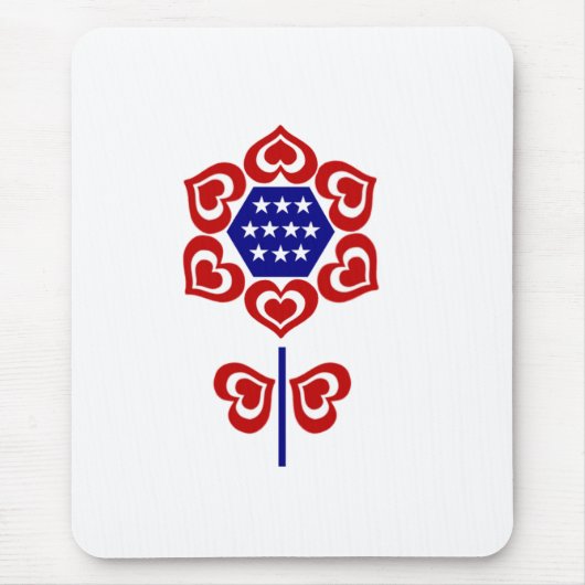 Red White Blue Flower Patriotic Design Muismat (Voorkant)