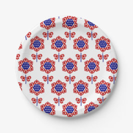 Red White Blue Flower Patriotic Design Papieren Bordje