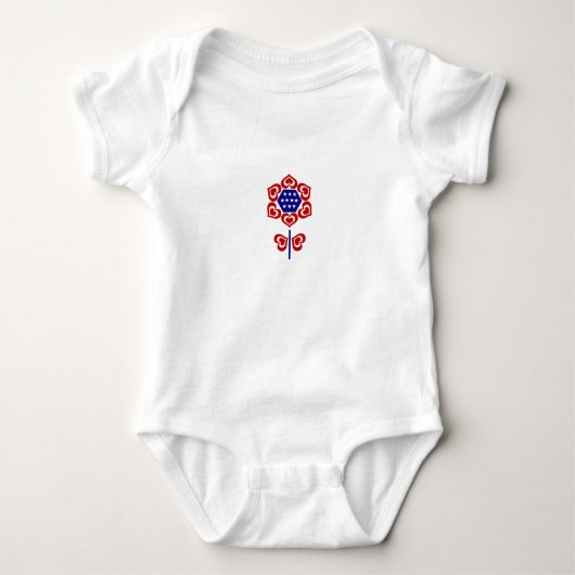 Red White Blue Flower Patriotic Design Romper (Voorkant)