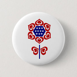 Red White Blue Flower Patriotic Design Ronde Button 5,7 Cm