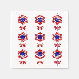 Red White Blue Flower Patriotic Design Servet